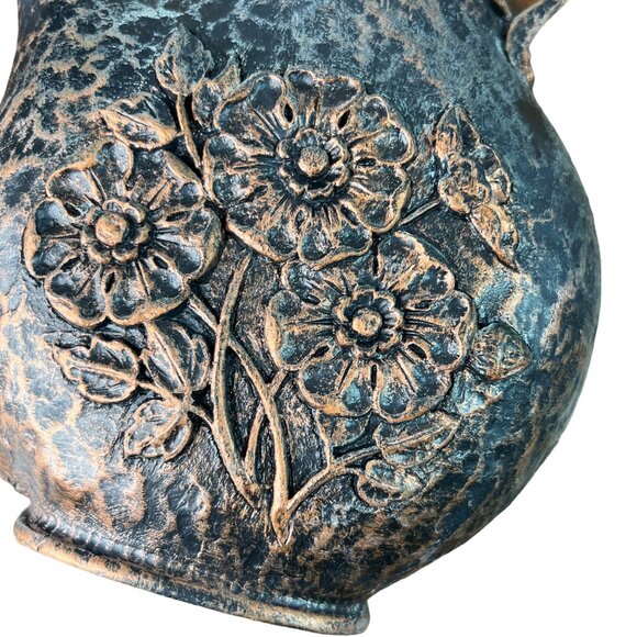 Vintage Homco Copper Patina Plastic Teapot & Pitcher Set Floral  Wall Hanging - Picture 4 of 12